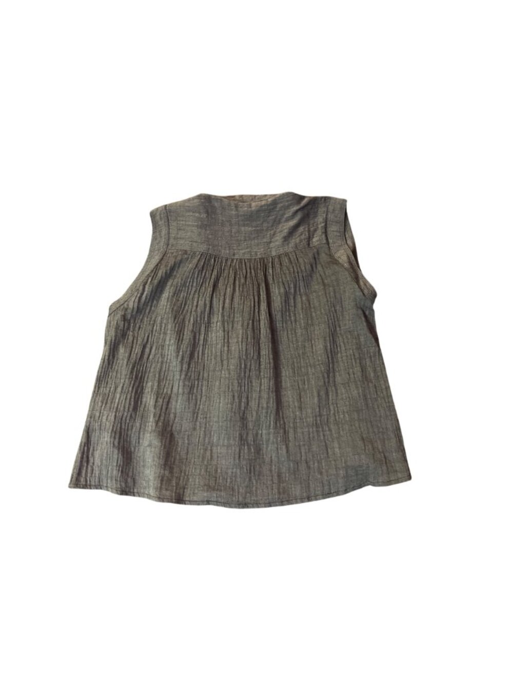 Lucky Brand Gray Textured Sleeveless Tie Neck Blouse Womens L/XL? Used Boho - Picture 4 of 13